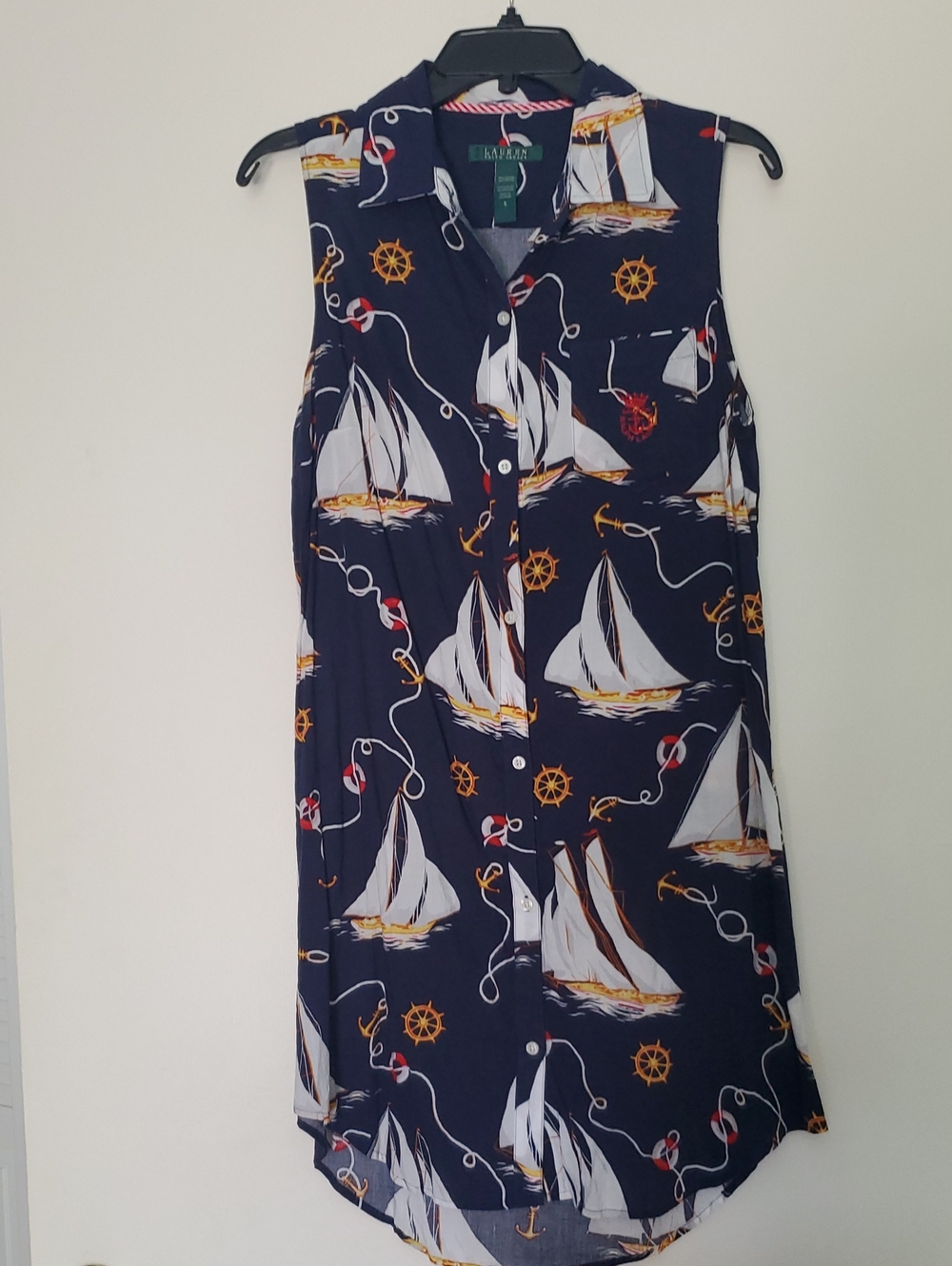 Lauren Ralph Lauren Navy Nautical Print Button-Up Shirt